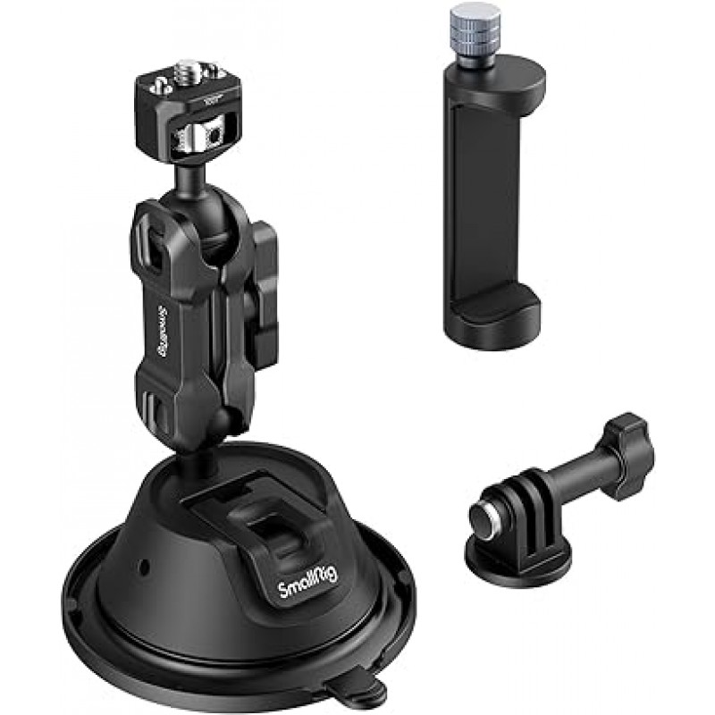 SmallRig 4275 흡착컵 카메라 마운트, 스마트폰 홀더, 소형 및 경량, 폭 58 - 95mm(2.3 - 3.7인치), 최소 두께 12mm(0.5인치), 스마트폰용, 차량용, 액션 카메라, Vlog, 비디오 촬영, 360도 각도 조절 가능