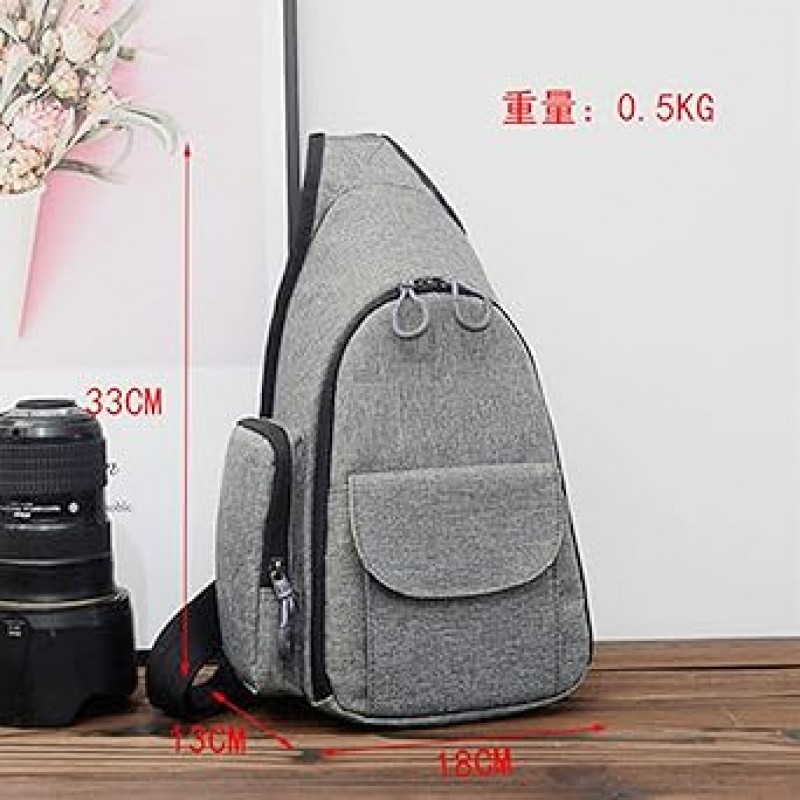 Kokoccie 카메라 가방, 한쪽 어깨 경사형 SLR 디지털 카메라 방수 보호 커버(레인 커버 포함)(회색)