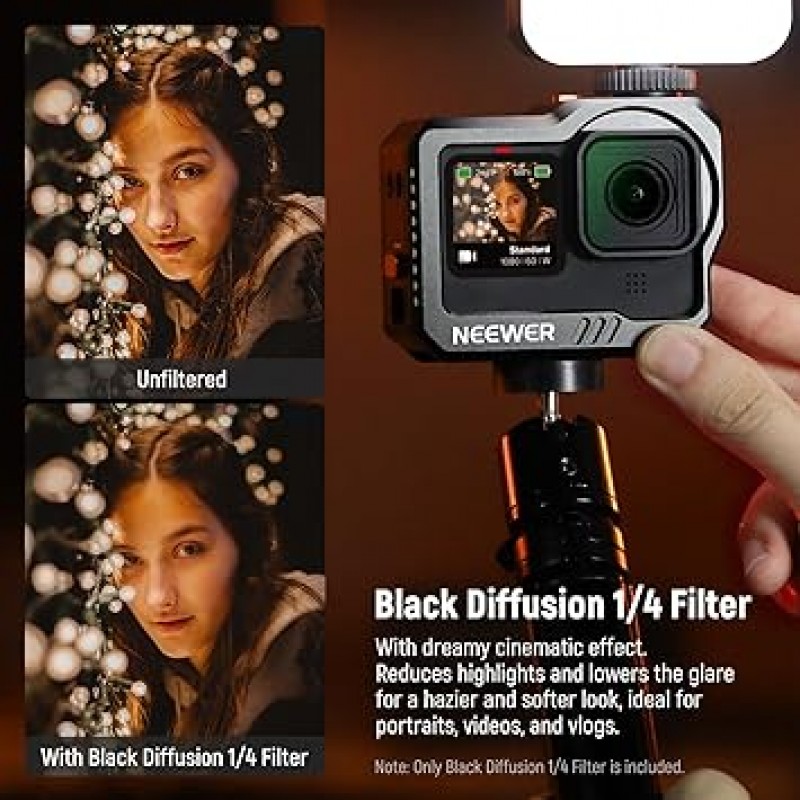 GoPro Hero 11, Hero 10, Black Hero 9, 6 팩용 NEEWER 효과 필터 세트(HD UV/CPL/ND32/SGND1.2/Nature Night Filter/Black Diffuse 1/4 필터) 액션 카메라 액세서리 렌즈 필터 세트