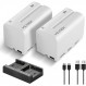 VILTROX NP-F750 비디오 조명 배터리, 2피스 세트 + USB 충전기, USB Type-C 충전, 패널 조명, 4400mAh, 배터리 잔량 표시, 배터리 잔량 표시, DC-55 HD 모니터, Sprite40, VL-400T, VL- 500T, VL-192T, VL-D640T 비디오 조명 등