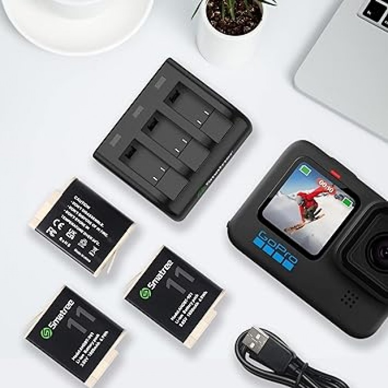 Smatree Gopro Hero 11Pro 11Mini 11 10 9 충전기 2000mAh 내장 배터리
