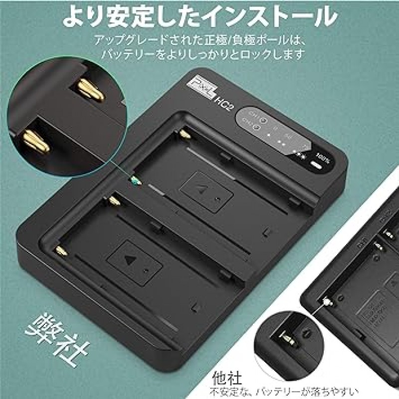 NP-F970 배터리 충전기 세트 픽셀 2pcs 8400mAh 대용량 NP F970 교체 배터리 + Sony NP-F750,F550,F770,F960,F975,F930,F570 및 Sony TR917,CCD-SC5,Pixel R65C용 30W 듀얼 채널 급속 충전기 배터리 충전기 링 라이트/K80 RGB 비디오 조명/P50 데스크 마운트 사진 조명 등과 호환 가능