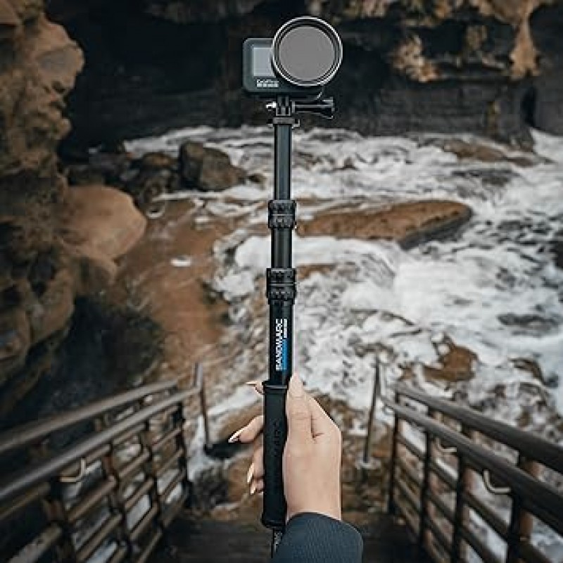 SANDMARC Pole - 컴팩트 에디션: GoPro Hero 8/Max/Hero 7/Hero 6/Fusion/Hero 5/Hero 4/Session/Hero 3+/Hero 3/Hero 2용 25-64cm 방수 연장 폴(셀카봉) 컴팩트 에디션 /HD/오즈모 액션