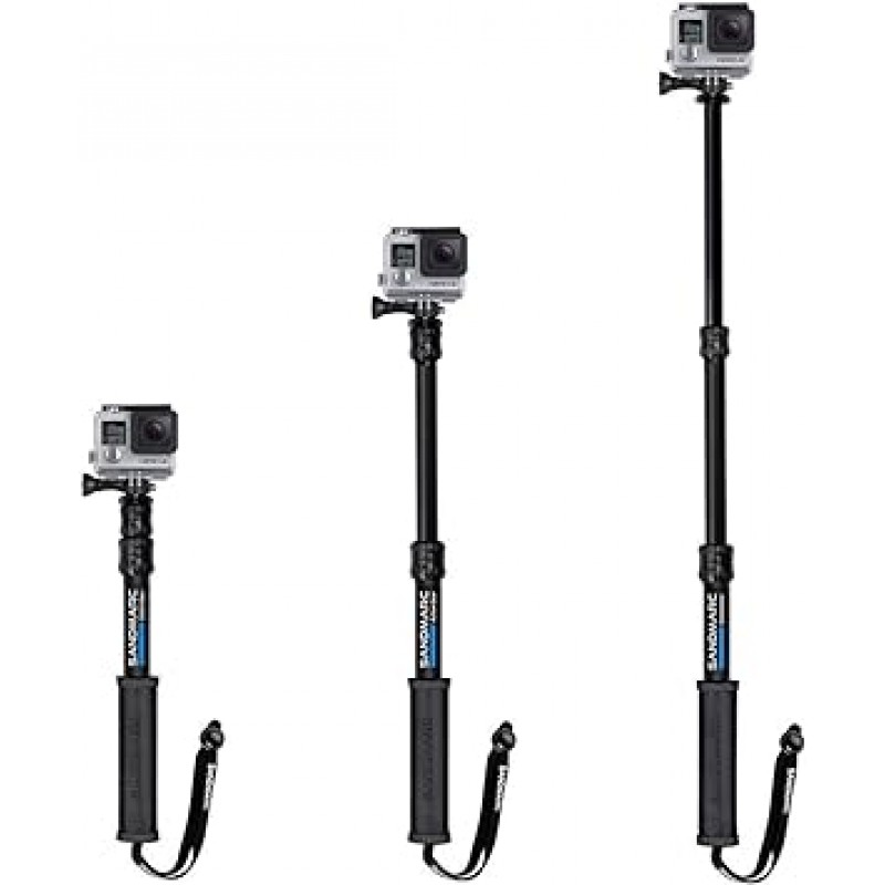 SANDMARC Pole - 컴팩트 에디션: GoPro Hero 8/Max/Hero 7/Hero 6/Fusion/Hero 5/Hero 4/Session/Hero 3+/Hero 3/Hero 2용 25-64cm 방수 연장 폴(셀카봉) 컴팩트 에디션 /HD/오즈모 액션