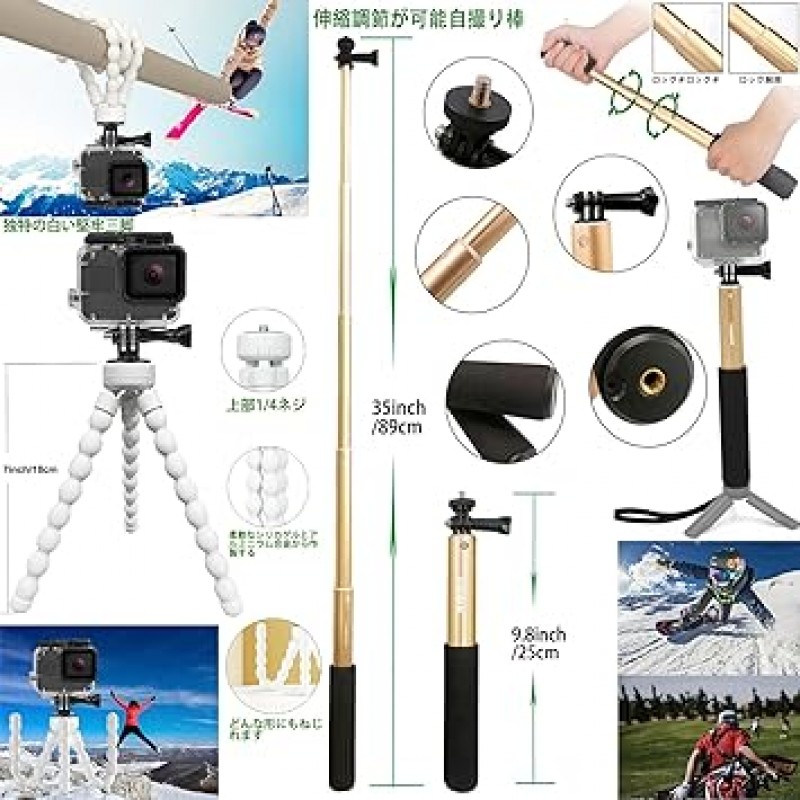 Gopro Hero 11, Hero 10, Hero 9와 호환되는 Gurmoir 방수 케이스 포함 전체 세트, Gopro 11/10/9(PT10)용 액션 카메라 비디오 액세서리 키트