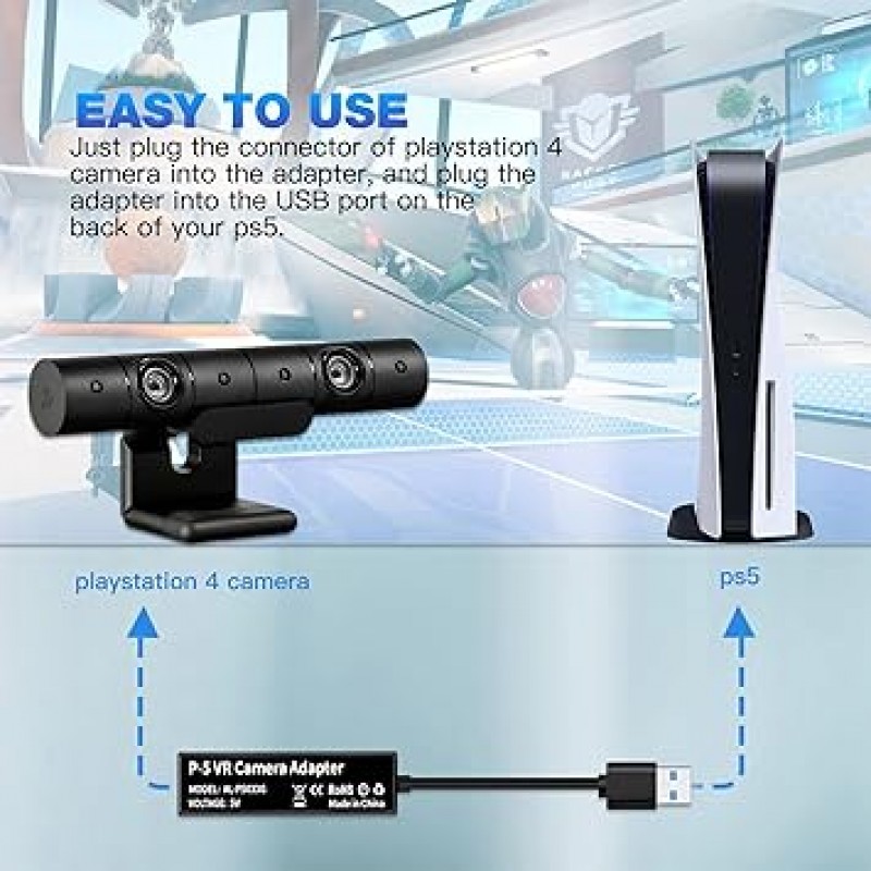 Xahpower PS4 카메라 어댑터 PSVR/PS5용 PS VR 변환 케이블 Playstation 5 콘솔에 대응 USB3.0 VR 게임 액세서리 (S)