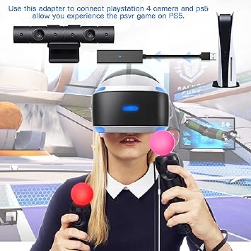 Xahpower PS4 카메라 어댑터 PSVR/PS5용 PS VR 변환 케이블 Playstation 5 콘솔에 대응 USB3.0 VR 게임 액세서리 (S)