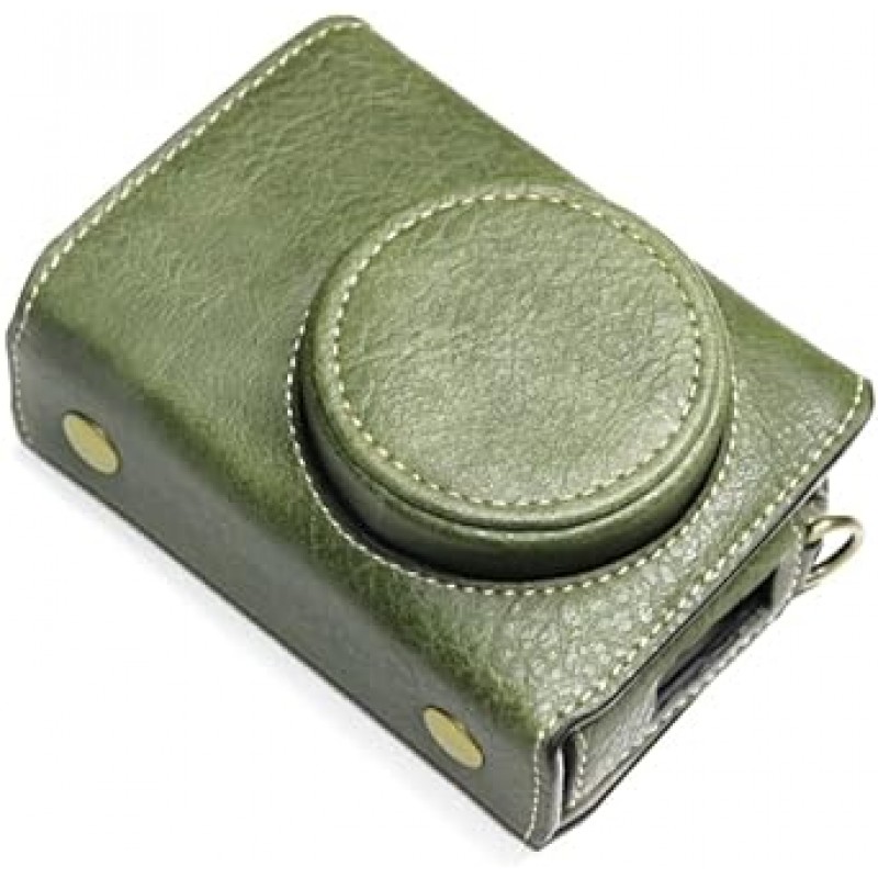 Koowl 호환 RICOH GR DIGITAL III GR3 GR 3X 카메라 케이스, 카메라 커버, 카메라 가방, 카메라 홀더, [KOOWL] 수제 가죽 카메라 풀 케이스, 액세서리: 핸드 스트랩, 스타일리쉬, 컴팩트, 방수, 방진(녹색)