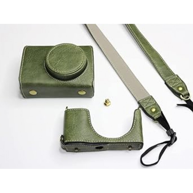 Koowl 호환 RICOH GR DIGITAL III GR3 GR 3X 카메라 케이스, 카메라 커버, 카메라 가방, 카메라 홀더, [KOOWL] 수제 가죽 카메라 풀 케이스, 액세서리: 핸드 스트랩, 스타일리쉬, 컴팩트, 방수, 방진(녹색)
