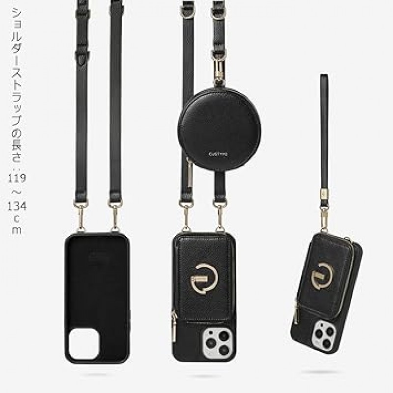 ZVE iPhone 14 Pro 노트북형 케이스, 카드 수납함, 2피스 세트, 동전 케이스 포함, 이어폰, 액세서리, 동전 지갑, RFID 차단, 소형 품목, 원형 지갑, 지갑, iPhone 14 Pro 노트북형 케이스, 스트랩 포함, 반지 포함 , 스탠드 지갑, 멀티 카드 슬롯, 크로스바디 스트랩, iPhone 14 Pro 숄더 케이스, 6.1인치, 블랙