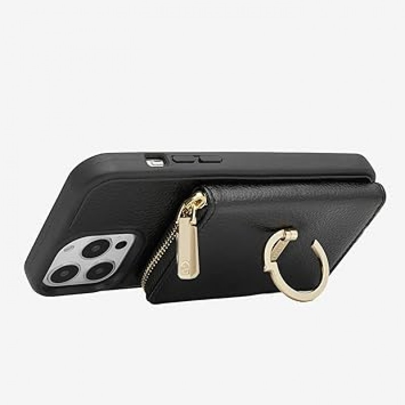 ZVE iPhone 14 Pro 노트북형 케이스, 카드 수납함, 2피스 세트, 동전 케이스 포함, 이어폰, 액세서리, 동전 지갑, RFID 차단, 소형 품목, 원형 지갑, 지갑, iPhone 14 Pro 노트북형 케이스, 스트랩 포함, 반지 포함 , 스탠드 지갑, 멀티 카드 슬롯, 크로스바디 스트랩, iPhone 14 Pro 숄더 케이스, 6.1인치, 블랙