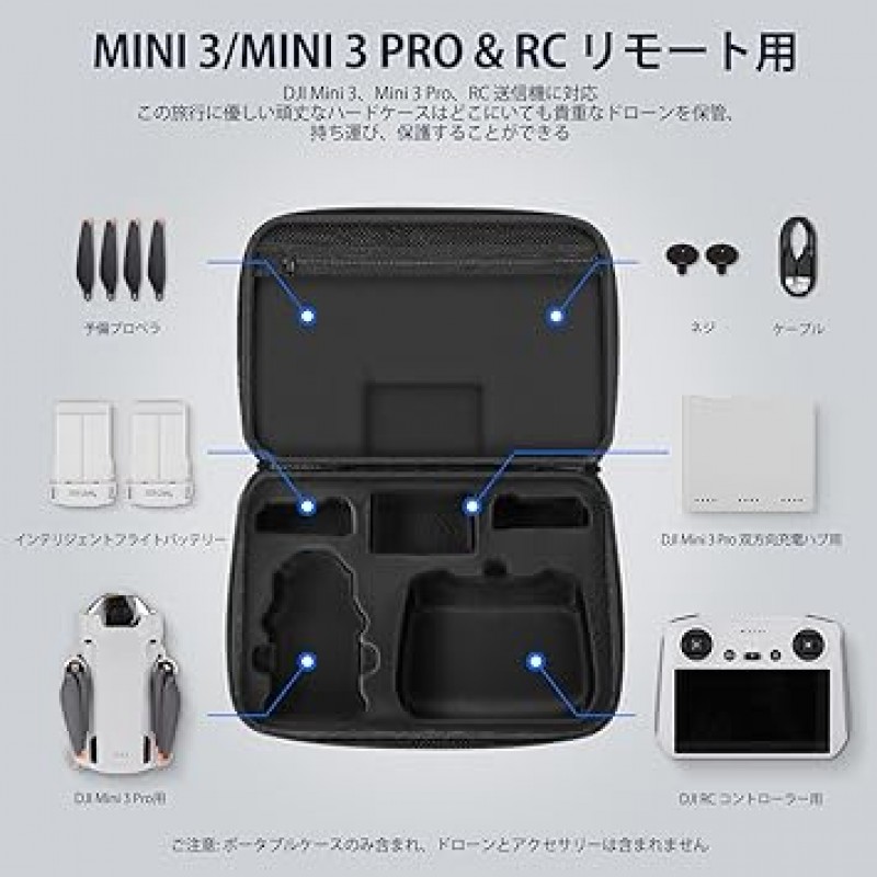 NEEWER Mini 3 Pro 케이스, DJI Mini 3/Mini 3 Pro 드론 RC 컨트롤러와 호환 가능(RC-N1과 호환되지 않음) 충격 방지 방수 하드 보관 케이스 포켓 PB001이 포함된 여행용 숄더백