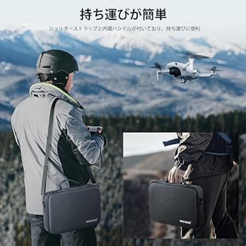 NEEWER Mini 3 Pro 케이스, DJI Mini 3/Mini 3 Pro 드론 RC 컨트롤러와 호환 가능(RC-N1과 호환되지 않음) 충격 방지 방수 하드 보관 케이스 포켓 PB001이 포함된 여행용 숄더백