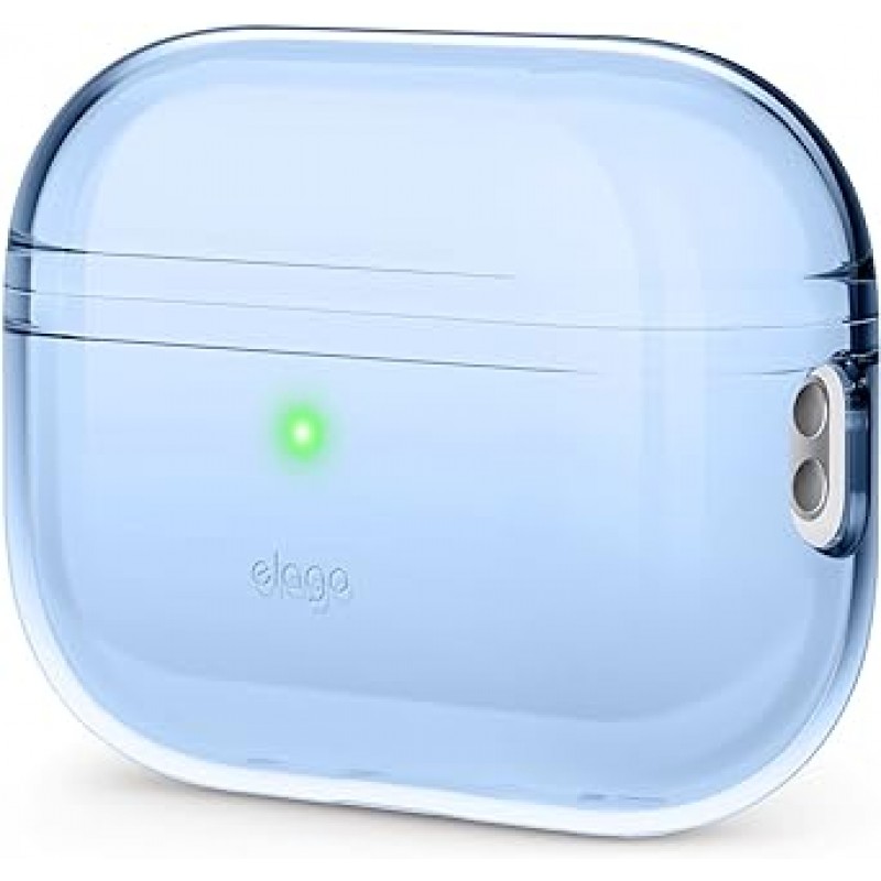 AirPods Pro2용 elago SILICONE 기본 케이스, 투명 커버, 스트랩 구멍, 충격 방지, 투명 케이스, 투명, 긁힘 방지, 낙하 방지, 액세서리, Apple AirPods Pro2와 호환 가능 MQD83J/A Airpods Pro 2 2세대, 아쿠아 블루
