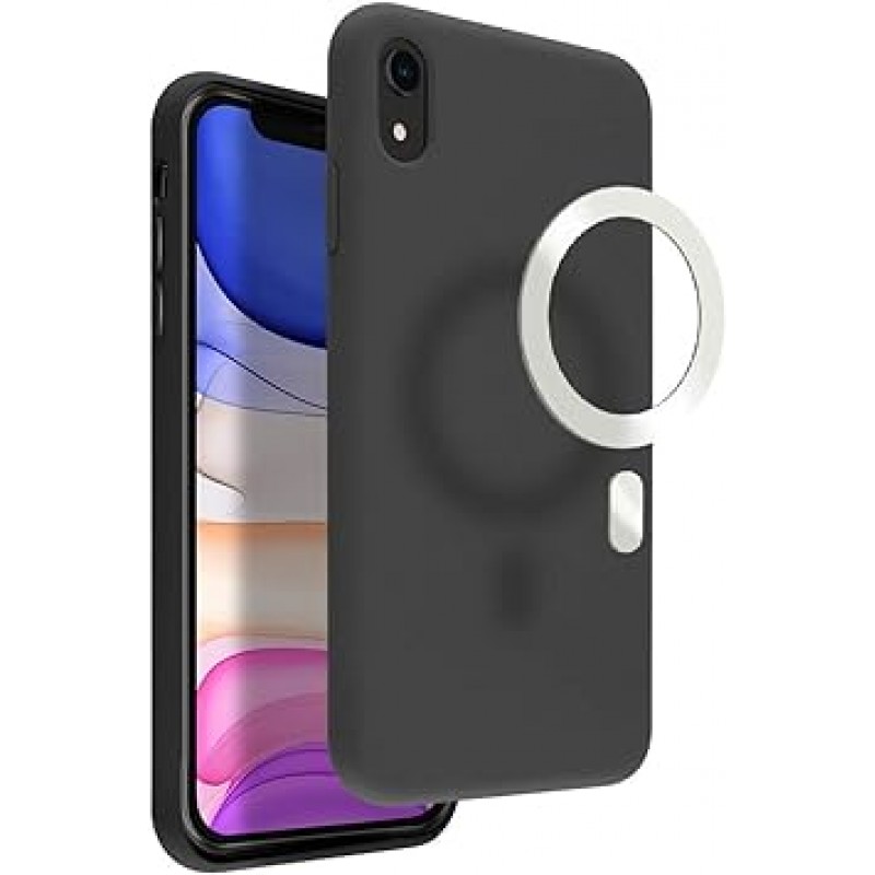 VECI iPhone XR 마그네틱 케이스, MagSafe 액세서리와 호환 가능, 실리콘 소재, 자석 내장 [MagSafe] (iPhone XR, 블랙)