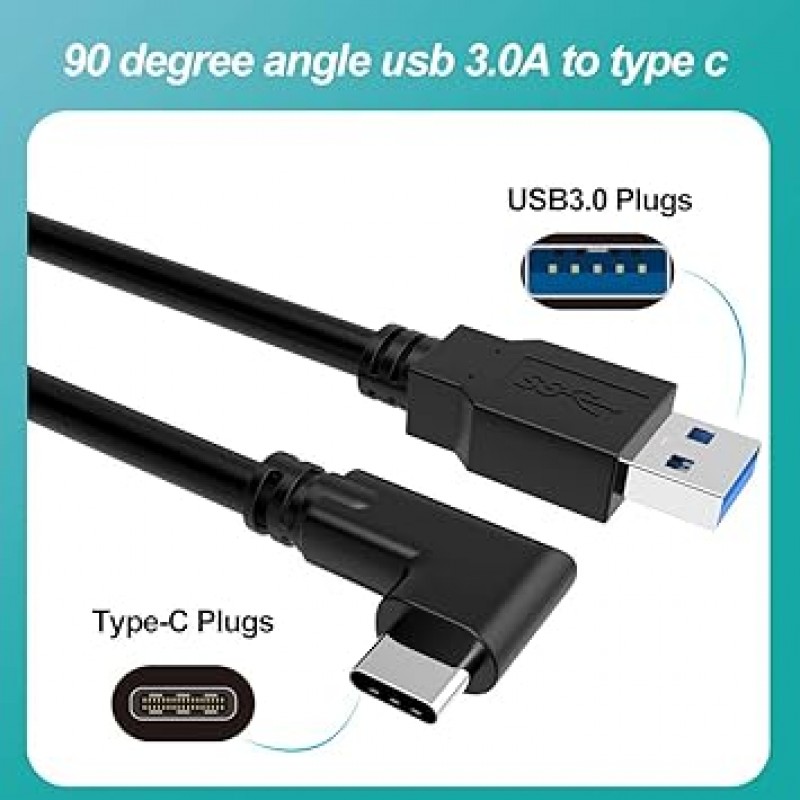 RIAOUR 링크 케이블, Quest2/Quest Pro/Pico 4 액세서리 및 PC/Steam VR과 호환 가능, 고속 PC 데이터 전송, USB 3.0 - USB C 케이블, VR 헤드폰 및 게임용 PC 지원(5M)