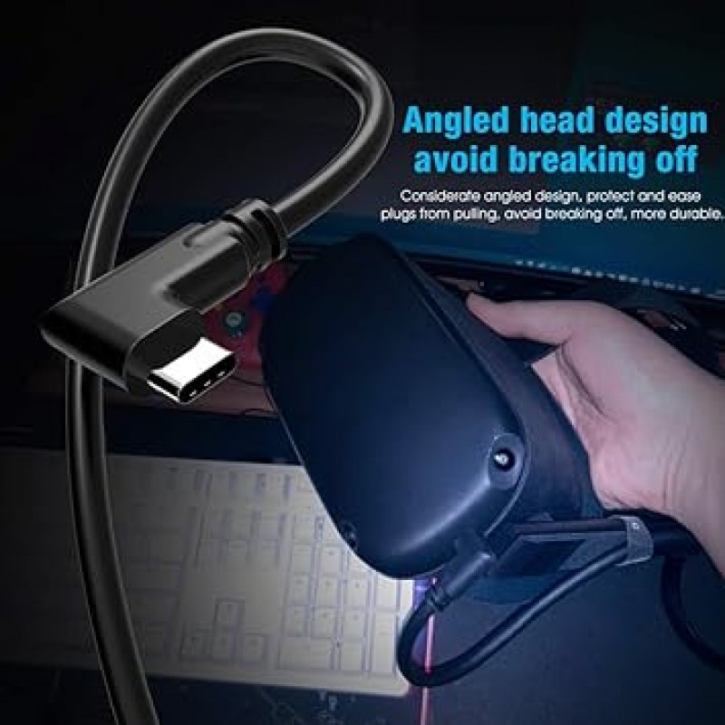 RIAOUR 링크 케이블, Quest2/Quest Pro/Pico 4 액세서리 및 PC/Steam VR과 호환 가능, 고속 PC 데이터 전송, USB 3.0 - USB C 케이블, VR 헤드폰 및 게임용 PC 지원(5M)