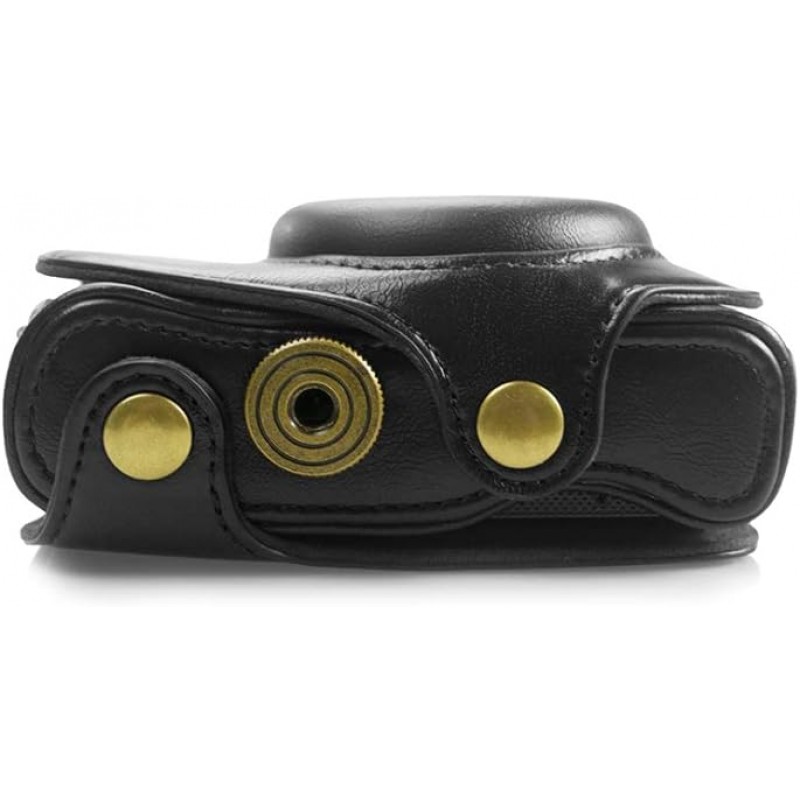 PowerShot SX720 HS / SX730 / SX740용 kinokoo 카메라 케이스 어깨끈이 있는 PU 가죽 완전 보호 삼각대 구멍(검은색)