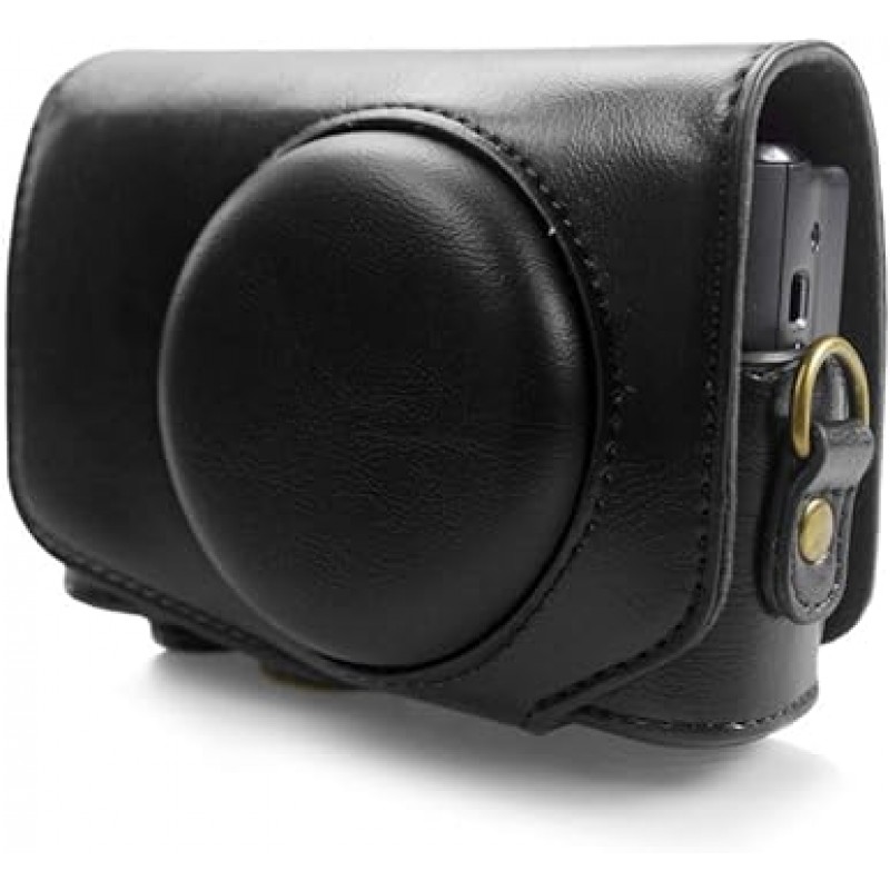 PowerShot SX720 HS / SX730 / SX740용 kinokoo 카메라 케이스 어깨끈이 있는 PU 가죽 완전 보호 삼각대 구멍(검은색)
