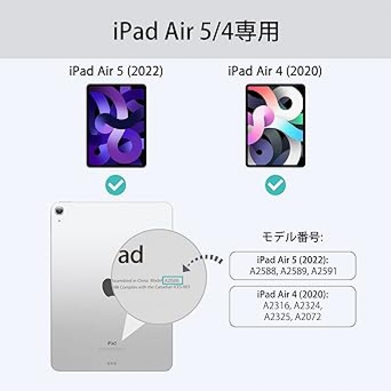 ESR iPad Air 5 케이스, 2022(5세대) 하이브리드 케이스, iPad Air 4 케이스, 2020 iPad 10.9인치 탈착식 자기 커버, 조정 가능한 세로/수평 스탠드 기능, 투명 뒷면 쉘, Pencil 2 호환, 자동 잠자기/깨우기 지원, 하늘색