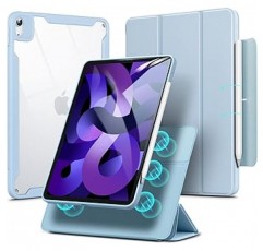 ESR iPad Air 5 케이스, 2022(5세대) 하이브리드 케이스, iPad Air 4 케이스, 2020 iPad 10.9인치 탈착식 자기 커버, 조정 가능한 세로/수평 스탠드 기능, 투명 뒷면 쉘, Pencil 2 호환, 자동 잠자기/깨우기 지원, 하늘색