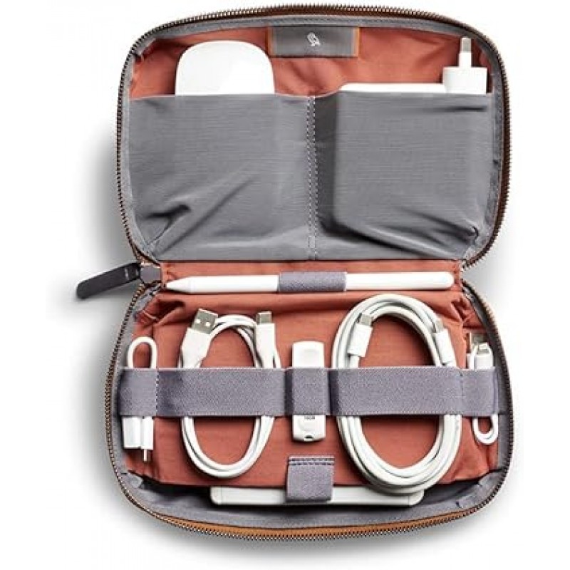 전자제품 액세서리(전원 은행, 충전기, 케이블, 이어폰)용 Bellroy Tech Kit 지퍼 파우치, 브론즈, 지퍼