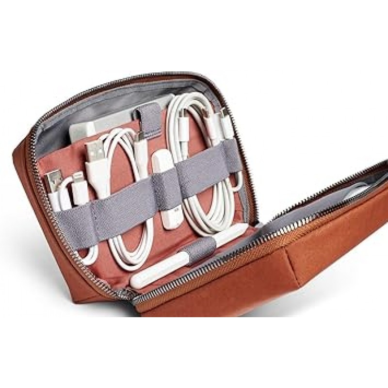 전자제품 액세서리(전원 은행, 충전기, 케이블, 이어폰)용 Bellroy Tech Kit 지퍼 파우치, 브론즈, 지퍼