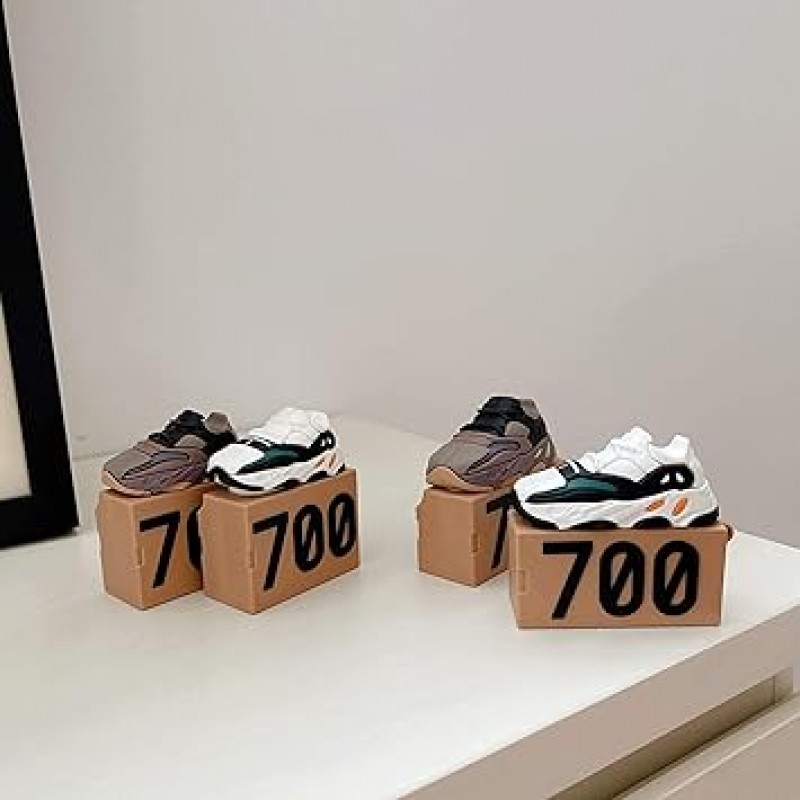 Airpods Pro 케이스, 실리콘 스니커즈 700 슈즈 박스 케이스 AirPod Pro 케이스 대응 내충격성 코코넛 Airpods Pro 케이스 커버 액세서리 키체인 키즈 아이 아이 틴 소년