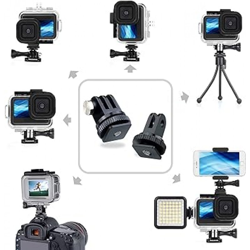 YALLSAME 방수 케이스 GoPro HERO 12 HERO 11 HERO 10 HERO 9 블랙 필터 4개 & 확장 어댑터 포함 59피트 수중 다이빙 보호 하우징 Go Pro 12 11 10 9 스쿠버 다이빙 스노클링 서핑용