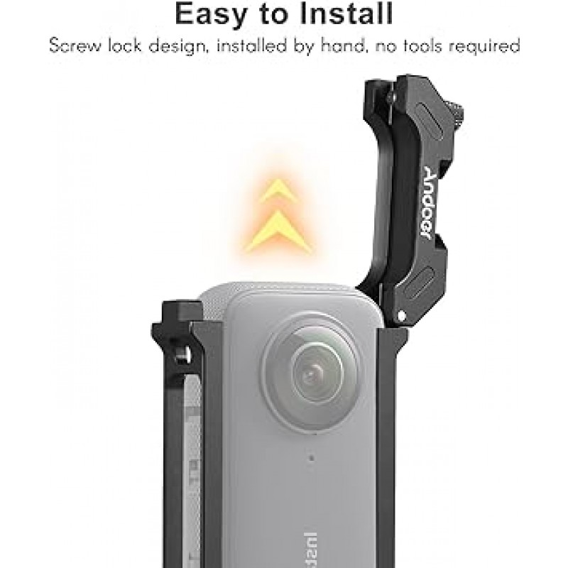 Insta360 X3용 알루미늄 합금 보호 케이지 케이스 듀얼 콜드 슈 마운트가 있는 Andoer 스포츠 카메라 비디오 케이지 금속 보호 프레임 Insta360 X3용 카메라 케이지 Vlog 액세서리 교체