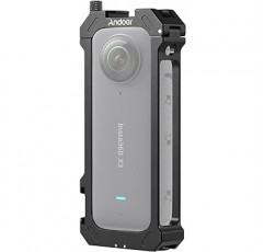 Insta360 X3용 알루미늄 합금 보호 케이지 케이스 듀얼 콜드 슈 마운트가 있는 Andoer 스포츠 카메라 비디오 케이지 금속 보호 프레임 Insta360 X3용 카메라 케이지 Vlog 액세서리 교체