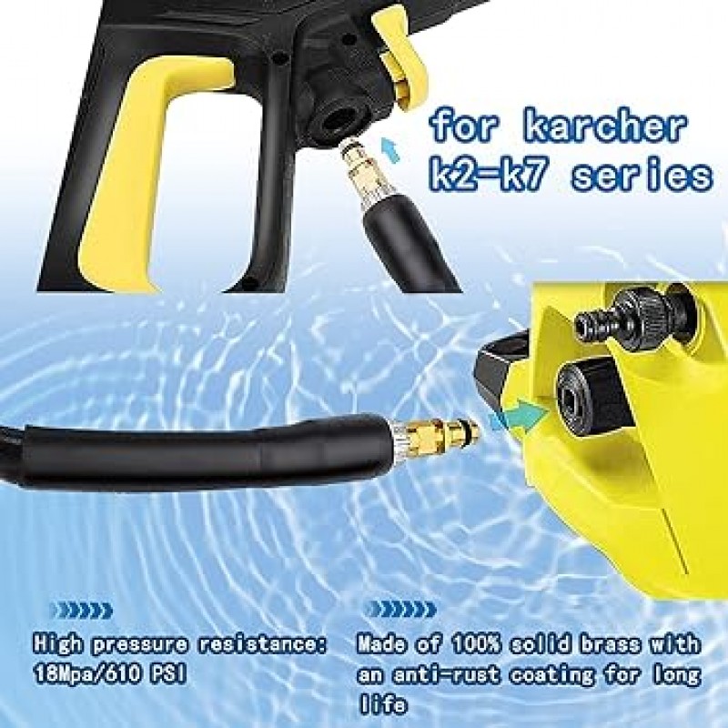 ZUASE Karcher 연장 호스 15m(49.2ft) Karcher 고압 세척기 K 시리즈(빠른 연결 모델용) Karcher 호스 세차 호스 고압 K2 K3 K4 K5 K6 K7