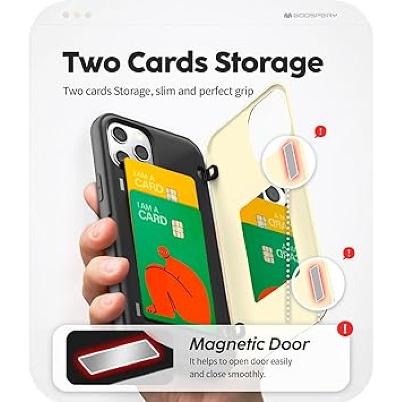 Goospery iPhone 12 Pro Max (6.7 inches) 케이스 후면 카드 수납 마그넷식 범퍼 커버 (화이트) IP12PM-MDB-WHT