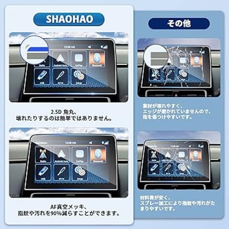 SHAOHAO 강화 유리 Toyota Aqua Navi 보호 필름 MXPK10 MXPK11 MXPK15 MXPK16 10.5 인치 필름 자동차 네비게이션 보호 필름 스크래치 방지 얼룩 방지 초박형 고감도 터치 자체 접착 용이한 설치