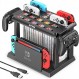 Switch 수납 스탠드 Kytok Joy-Con 충전 스탠드 Switch 도크 수납 Joy-Con/Pro 컨트롤러/스위치 본체와 도크/게임 소프트 전부 수납 가능 조립식 공간 절약 다기능 대용량 올인원 스탠드 블랙