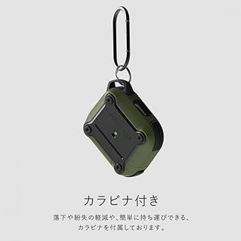 [VRS] AirPods 3 케이스, 충격 방지 TPU x 폴리카보네이트 하이브리드 보호 커버, 낙하 방지, 카라비너, 충격 흡수, 얇은, 케이스 커버, 슬림, 경량, 긁힘 방지, 보호 케이스, 액세서리, Apple AirPods3 호환, 에어팟 3, 3rd 세대, 액티브 그린
