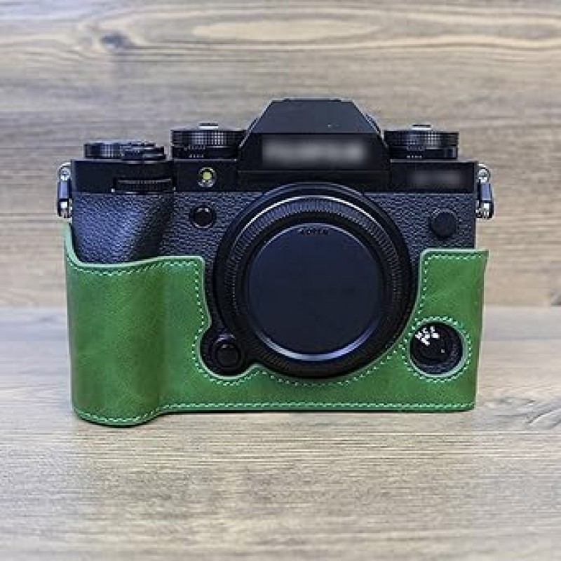 FUJIFILM X-T5 케이스, Fujifilm XT5용, 카메라 커버 케이스, 본체 케이스, 삼각대 구멍 포함, 배터리 교체, PU 가죽, 경량, 휴대용, 여행에 편리, 사진 용품 보관, 남여 공용, 4가지 색상 사용 가능(녹색)