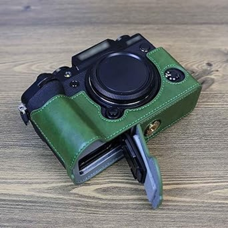FUJIFILM X-T5 케이스, Fujifilm XT5용, 카메라 커버 케이스, 본체 케이스, 삼각대 구멍 포함, 배터리 교체, PU 가죽, 경량, 휴대용, 여행에 편리, 사진 용품 보관, 남여 공용, 4가지 색상 사용 가능(녹색)