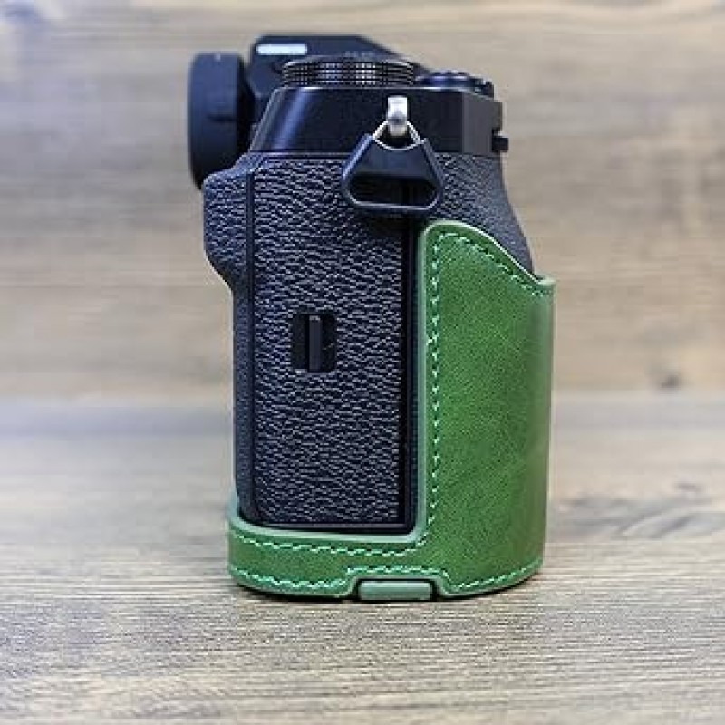 FUJIFILM X-T5 케이스, Fujifilm XT5용, 카메라 커버 케이스, 본체 케이스, 삼각대 구멍 포함, 배터리 교체, PU 가죽, 경량, 휴대용, 여행에 편리, 사진 용품 보관, 남여 공용, 4가지 색상 사용 가능(녹색)