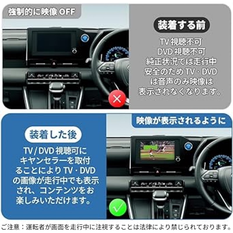 KOZATO Alphard 40 시리즈, Vellfire 40 시리즈, Noah Voxy, Noah Hybrid, 90 시리즈, R4.1 ~ TV 캔슬러, TV 키트, 10.5인치, 8인치, 디스플레이 오디오, 운전/내비게이션 중에 TV 시청 가능