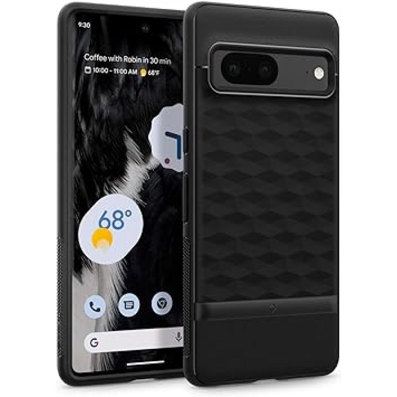 Caseology Pixel 7 케이스, TPU, 프리미엄 3D 패턴, Google Pixel 7과 호환되는 벌집형, 커버, PC 바, 미국 군사 표준 인증, 충격 방지, 내구성, 시차 - 무광 블랙