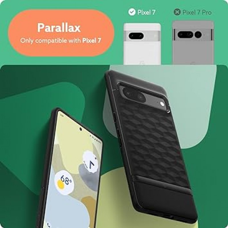 Caseology Pixel 7 케이스, TPU, 프리미엄 3D 패턴, Google Pixel 7과 호환되는 벌집형, 커버, PC 바, 미국 군사 표준 인증, 충격 방지, 내구성, 시차 - 무광 블랙