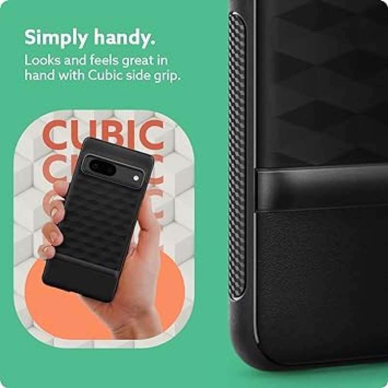 Caseology Pixel 7 케이스, TPU, 프리미엄 3D 패턴, Google Pixel 7과 호환되는 벌집형, 커버, PC 바, 미국 군사 표준 인증, 충격 방지, 내구성, 시차 - 무광 블랙