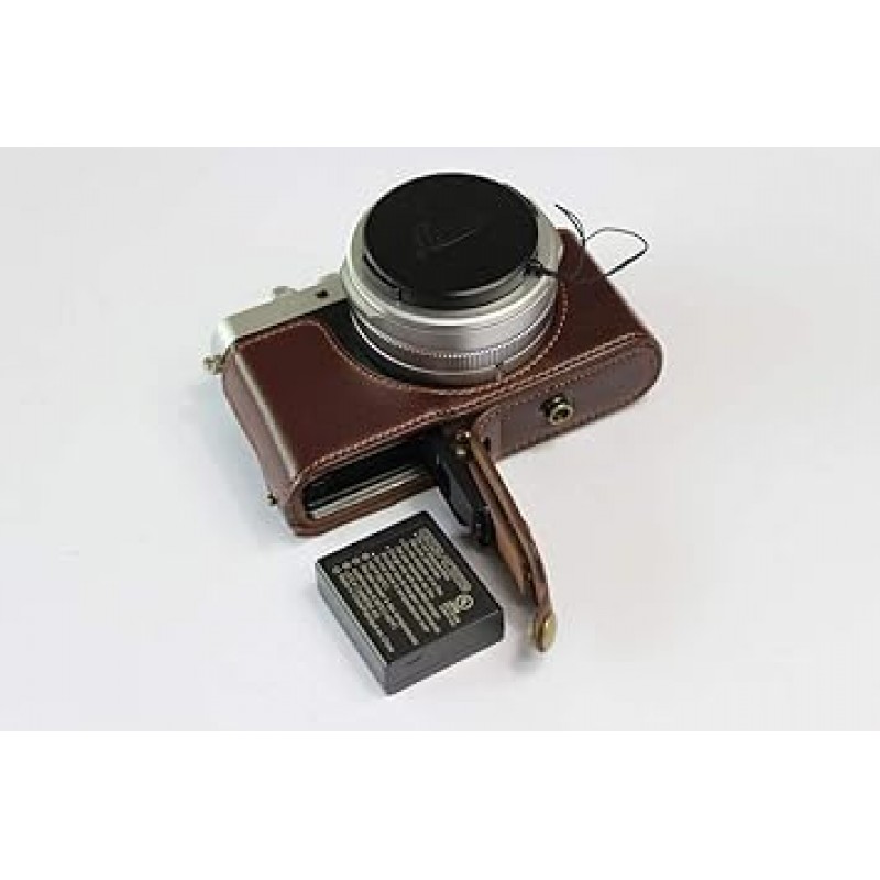 Koowl 호환 라이카 PEN D-lux7 D lux7 정품 가죽 카메라 케이스, 카메라 커버, 카메라 가방, 카메라 홀더, 정품 가죽, [KOOWL] 수제 소가죽 카메라 풀 케이스, 액세서리: 어깨 끈 + 보관 케이스, 스타일리쉬, 컴팩트, 방수, 진동 방지(커피색)