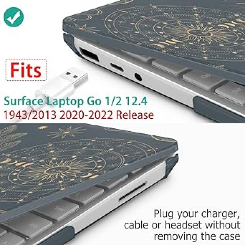 SUROCASE Microsoft Surface Laptop Go 2 Go 1 12.4인치 케이스(2020-2022 출시) 모델 1943 플라스틱 하드 케이스 화면 보호기 + 키보드 커버 + 먼지 플러그, 우주 공간
