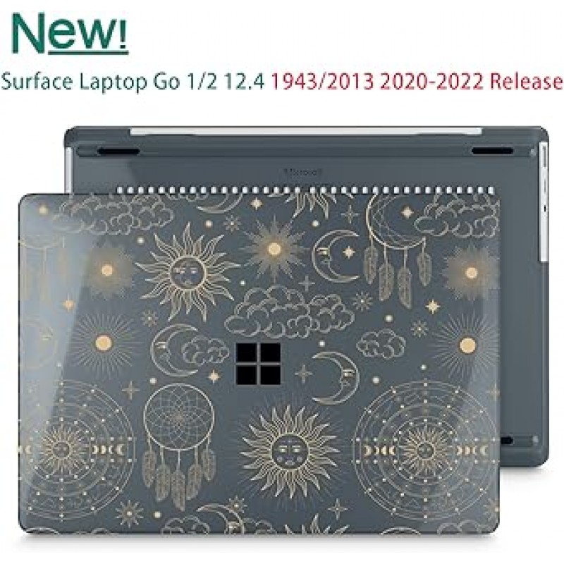 SUROCASE Microsoft Surface Laptop Go 2 Go 1 12.4인치 케이스(2020-2022 출시) 모델 1943 플라스틱 하드 케이스 화면 보호기 + 키보드 커버 + 먼지 플러그, 우주 공간