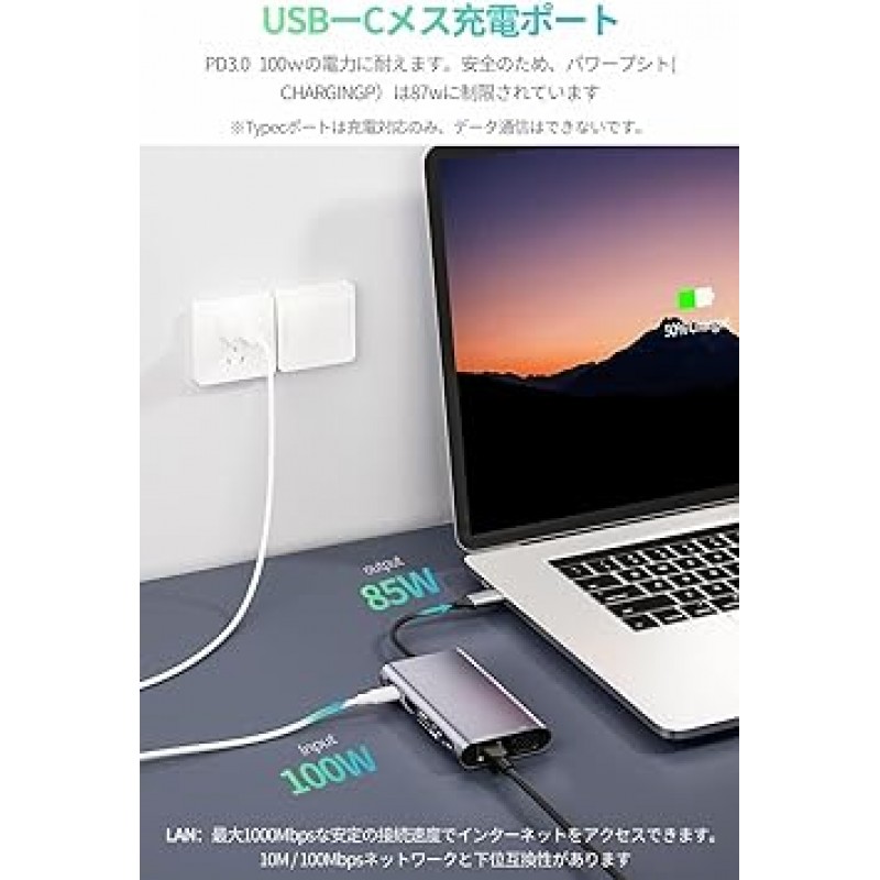 [2023 고성능 버전] USB C 허브 10-in-1 트리플 디스플레이 유형 C 허브 도킹 스테이션 변환기 어댑터(4K HDMI 출력 포트/1080P VGA 포트/PD 100W 급속 충전 포트/1Gbps 이더넷/3.5mm 포트/MicroSD 및 SD 카드 슬롯) MacBook Pro Air / iPad Pro / Samsung Galaxy S200 / note 20 ChromeBook / Surface Go / Pro7 / Matebook / Nint