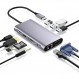 [2023 고성능 버전] USB C 허브 10-in-1 트리플 디스플레이 유형 C 허브 도킹 스테이션 변환기 어댑터(4K HDMI 출력 포트/1080P VGA 포트/PD 100W 급속 충전 포트/1Gbps 이더넷/3.5mm 포트/MicroSD 및 SD 카드 슬롯) MacBook Pro Air / iPad Pro / Samsung Galaxy S200 / note 20 ChromeBook / Surface Go / Pro7 / Matebook / Nint