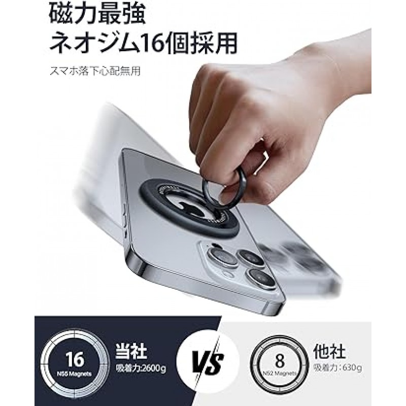 DesertWest 스마트폰 링, MagSafe 호환, 양면, 자기, 벙커 링, 자기 강화, 낙하 방지, MagSafe 모바일 링, 스마트폰 스탠드, 기능, 풀리지 않음, 360° 회전, 각도 조절 가능, 컴팩트하고 얇은 고품질 합금 소재 , 링 홀더, iPhone, Android 등과 호환 가능