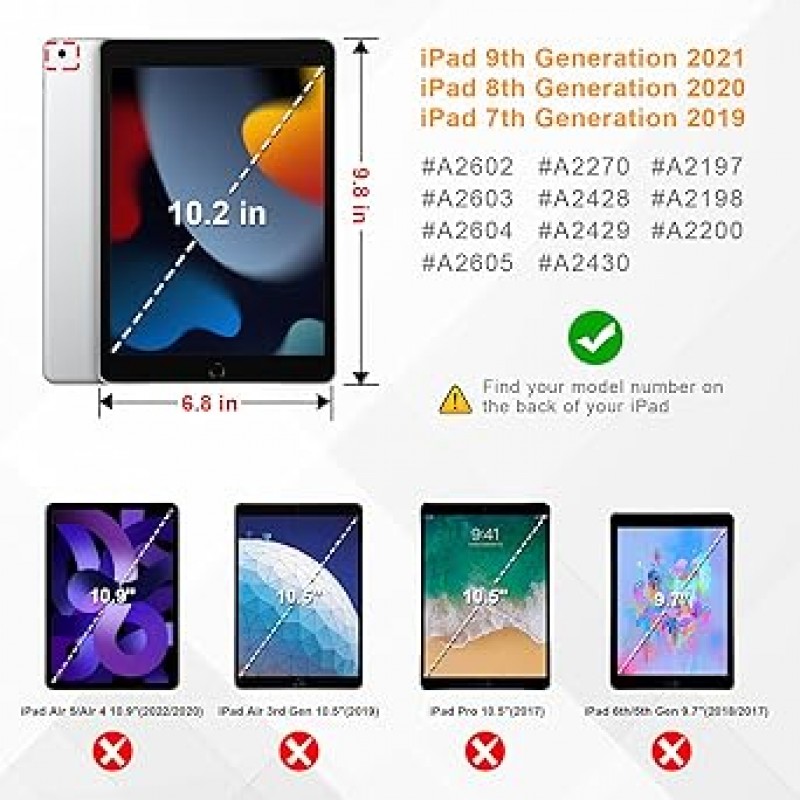 Fintie iPad 10.2 케이스, iPad 9세대/8/7세대 케이스, 2021 2020 2019 Apple Pencil용 투명 뒷면 커버 접이식 삼중 접이식 스탠드 수면 기능 경량 얇은 긁힘 방지 PU 합성 가죽 TPU (모델 # A2602, A2603, A2604, A2605) (수박)